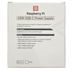 OFFICIAL Raspberry Pi 45W USB-C Power Supply Adaptor for Raspberry Pi Laptops Tablets Smartphones and more